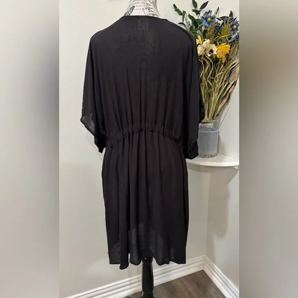 Swimsuit cover Black Kimono style size S/M - Picture 4 of 9